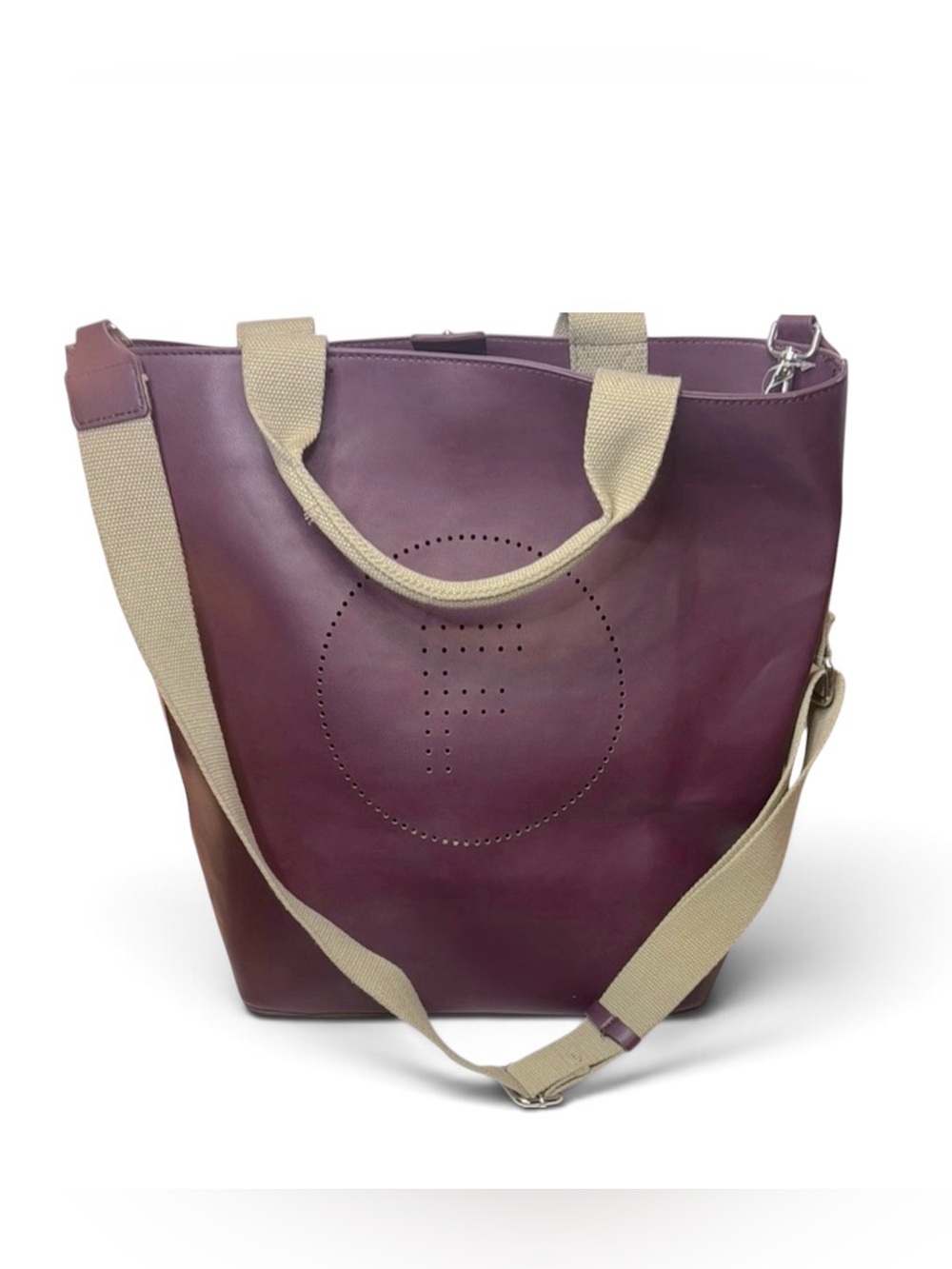 French Connection, Elegant leather Purple Tote Bag